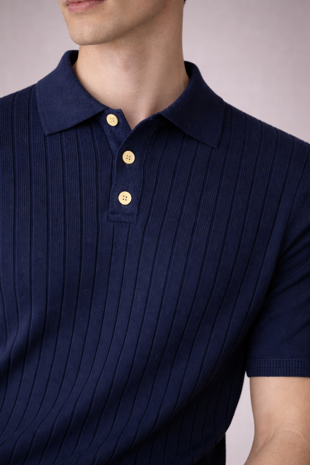 Knitted Polo Shirt Navy Blue