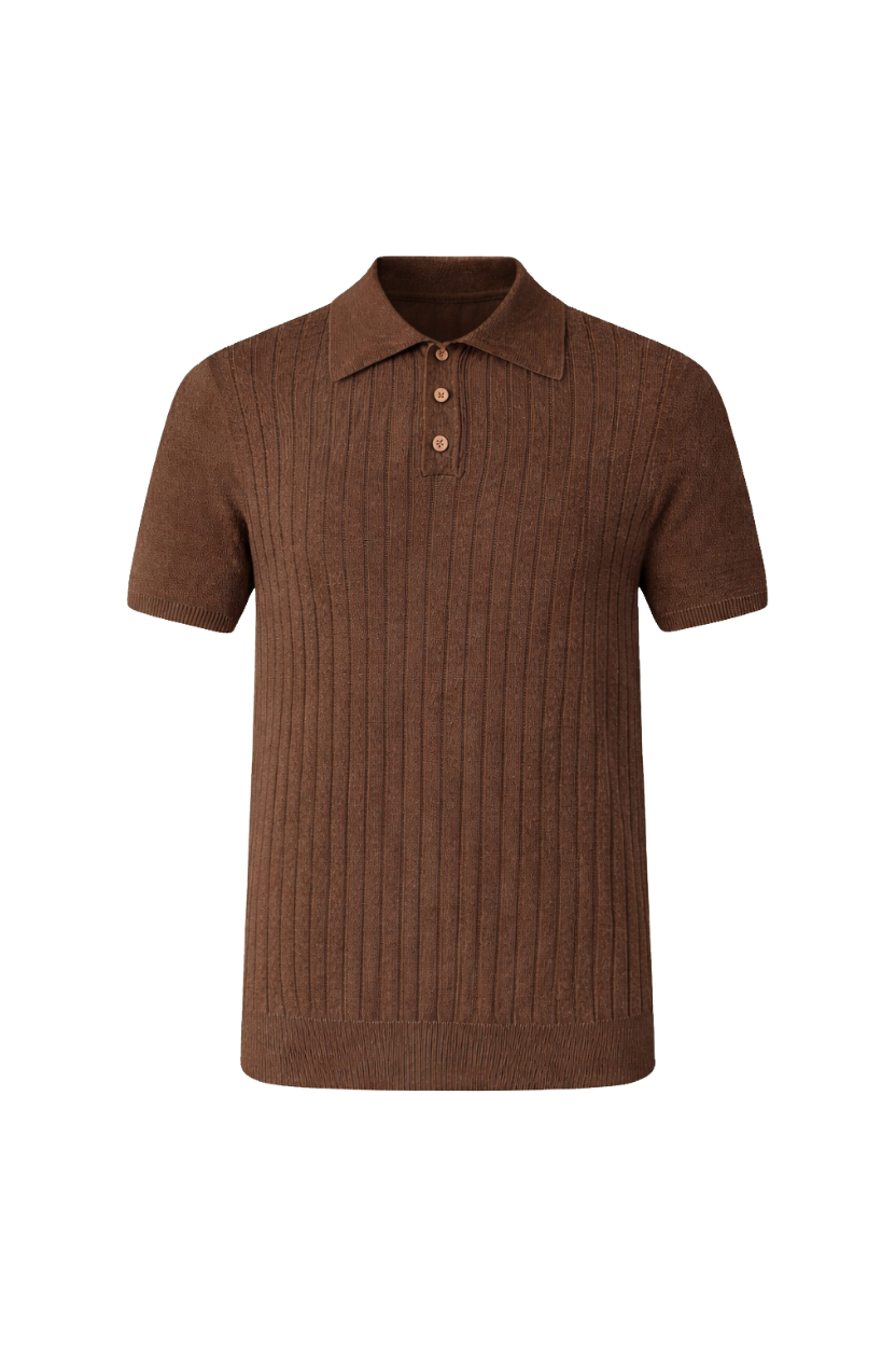 Knitted Polo Shirt Coffee