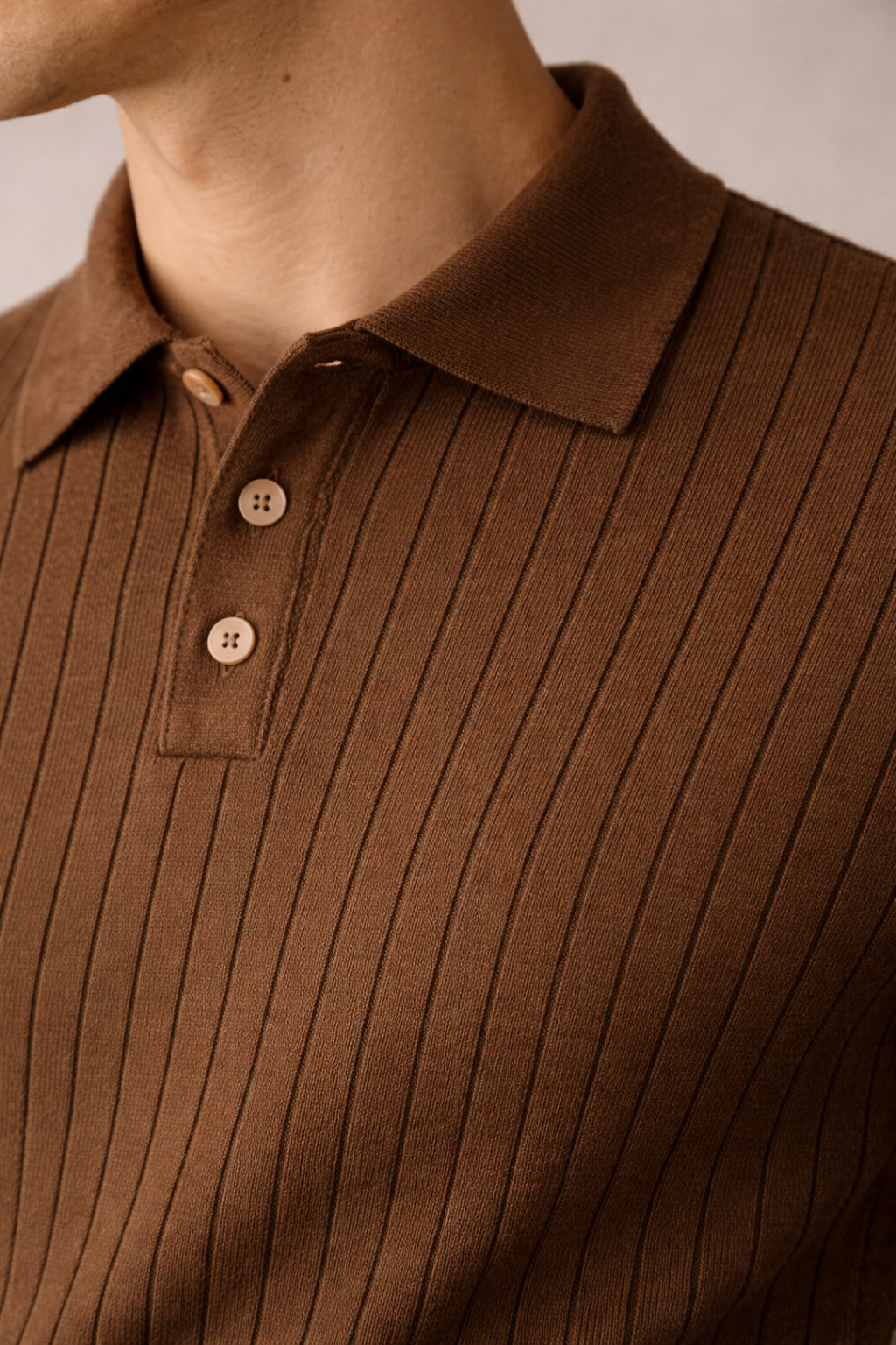 Knitted Polo Shirt Coffee